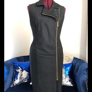 Denim style zip up dress